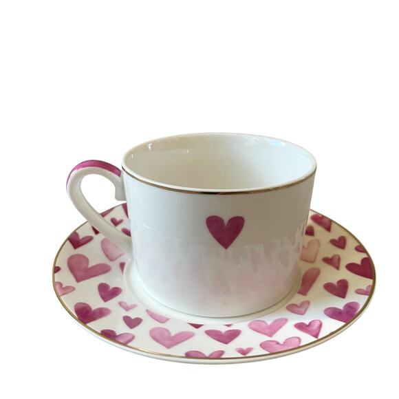 Grace Teaware Teacup & Saucer Pink & Purple Hearts Valentine's Day New - Picture 3 of 16
